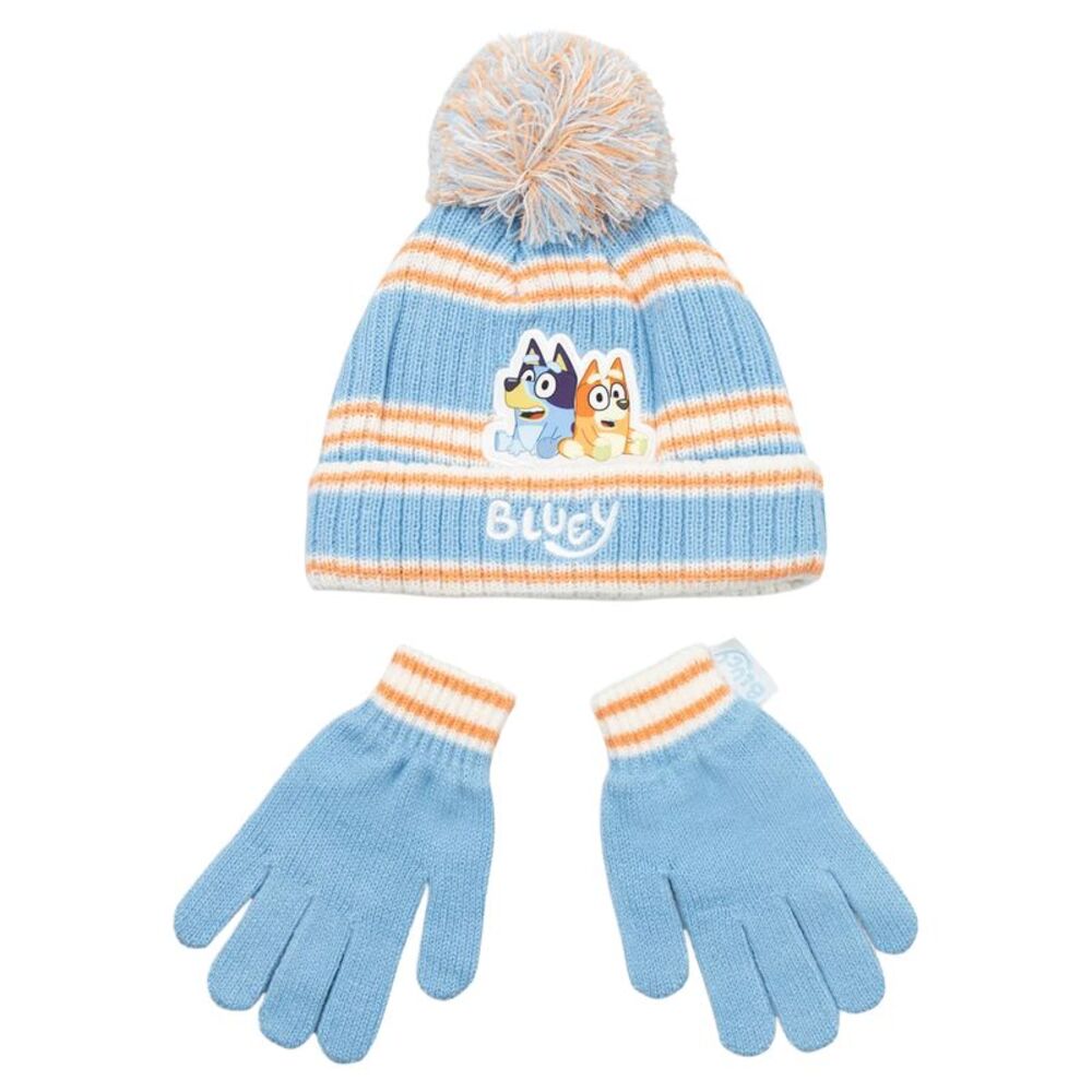 Bluey Girls Character Beanie & Gloves Set / Blue/Orange